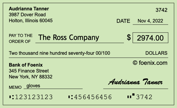 How to write a check for $2,974