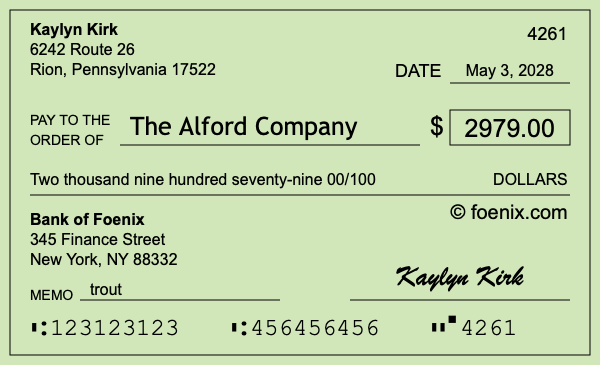 How to write a check for $2,979
