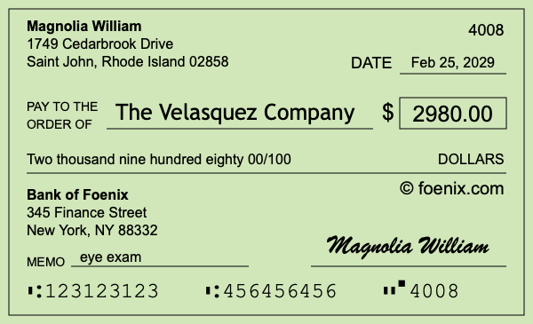 How to write a check for $2,980