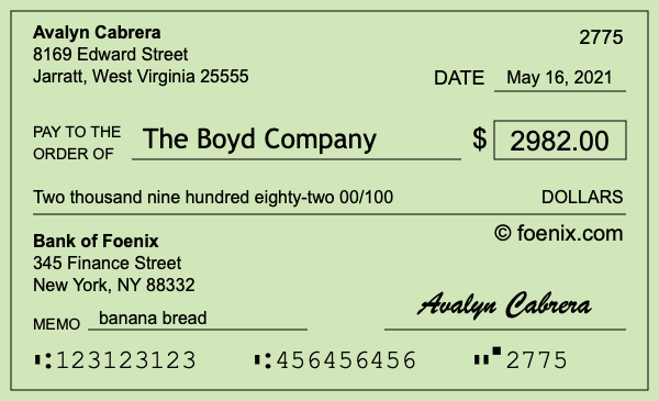 How to write a check for $2,982