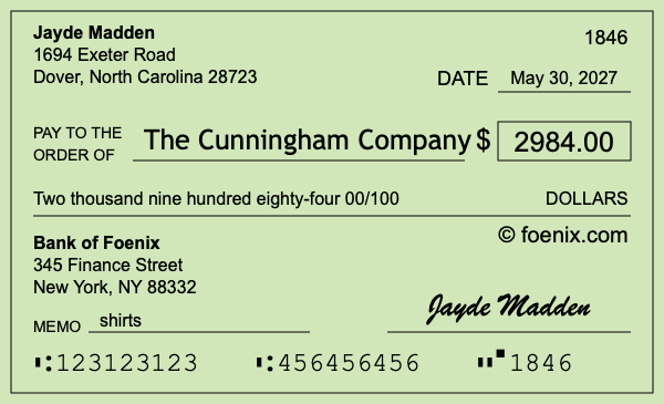 How to write a check for $2,984