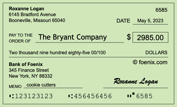 How to write a check for $2,985