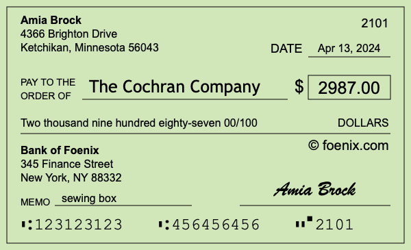 How to write a check for $2,987