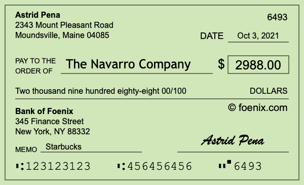 How to write a check for $2,988