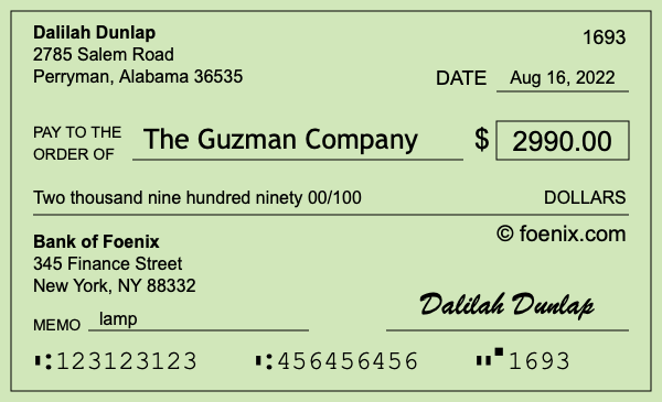 How to write a check for $2,990