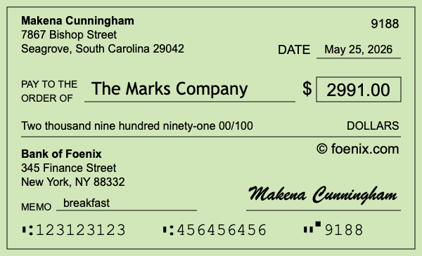 How to write a check for $2,991