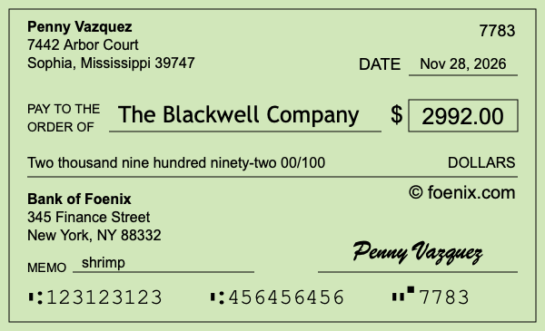 How to write a check for $2,992