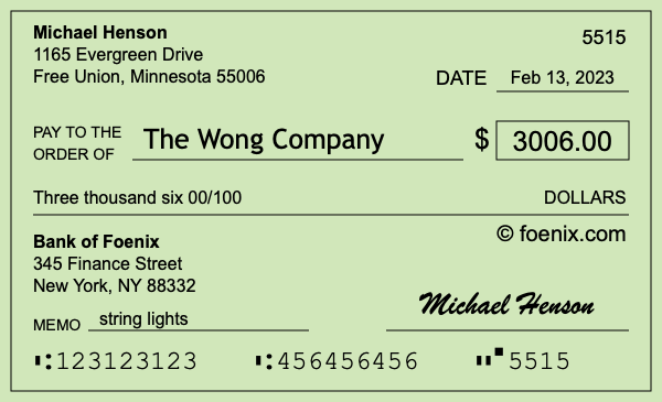 How to write a check for $3,006