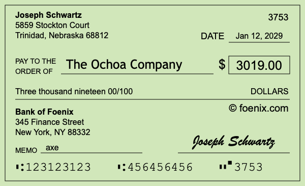 How to write a check for $3,019