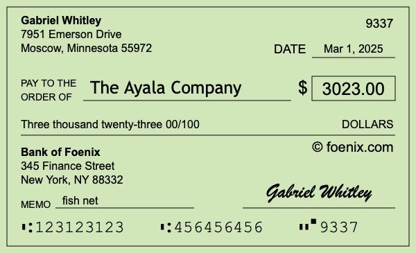 How to write a check for $3,023