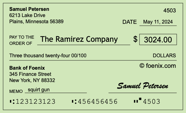 How to write a check for $3,024