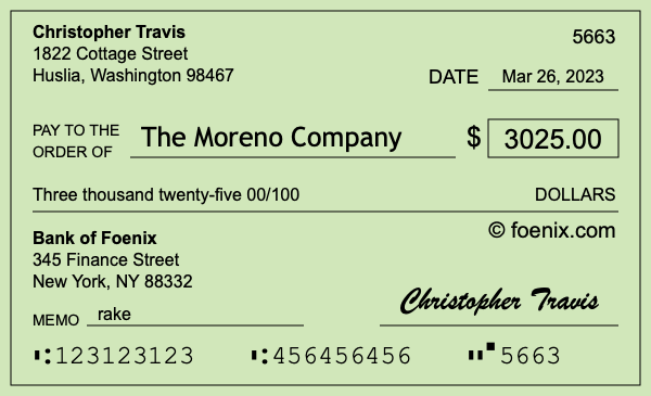 How to write a check for $3,025