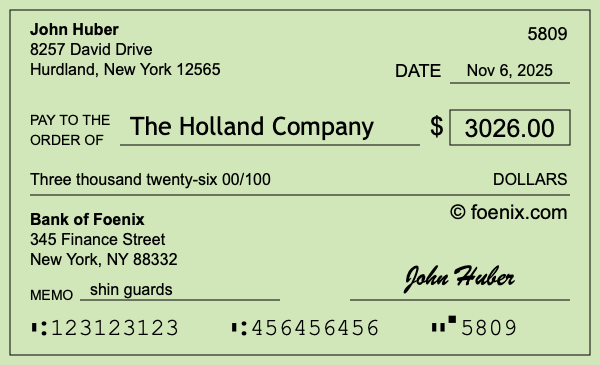 How to write a check for $3,026