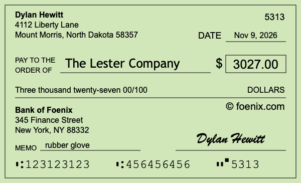How to write a check for $3,027