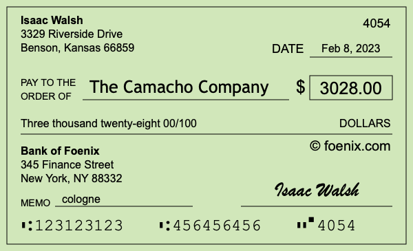 How to write a check for $3,028
