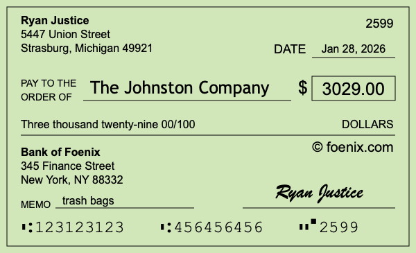 How to write a check for $3,029