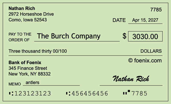How to write a check for $3,030