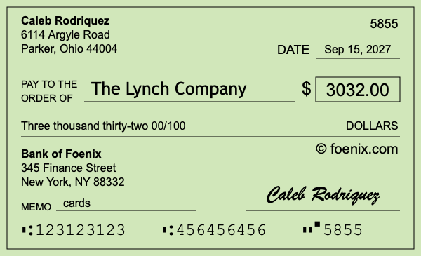 How to write a check for $3,032