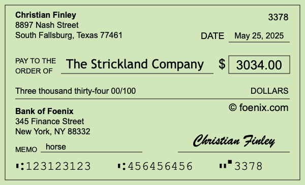 How to write a check for $3,034