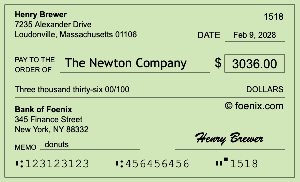 How to write a check for $3,036