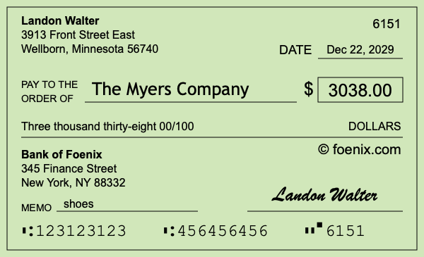 How to write a check for $3,038