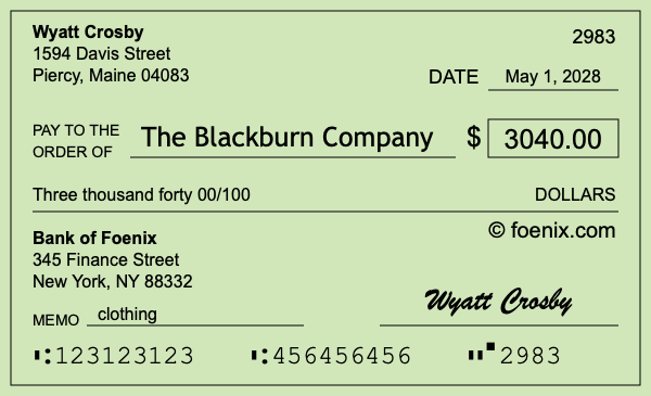 How to write a check for $3,040