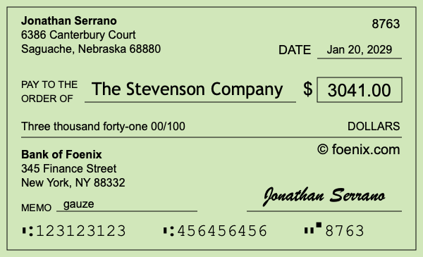 How to write a check for $3,041
