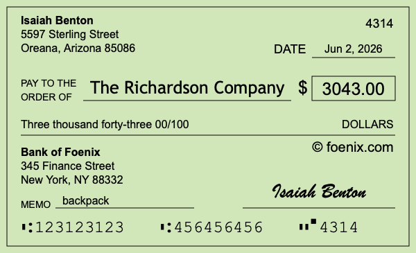 How to write a check for $3,043