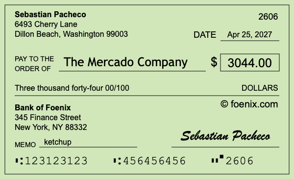 How to write a check for $3,044