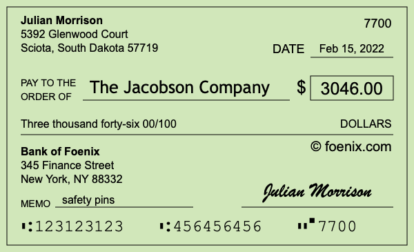 How to write a check for $3,046
