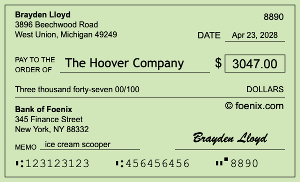 How to write a check for $3,047
