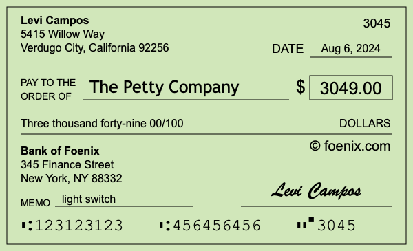 How to write a check for $3,049
