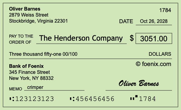 How to write a check for $3,051