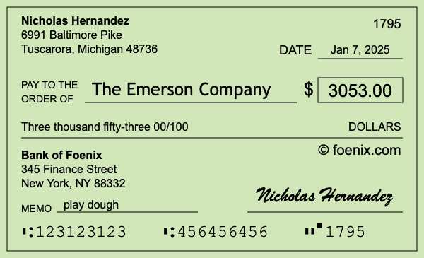 How to write a check for $3,053