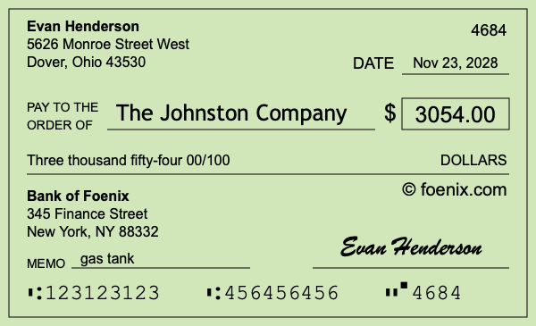 How to write a check for $3,054