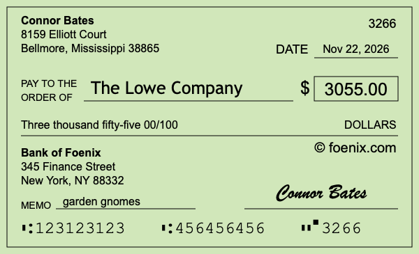 How to write a check for $3,055