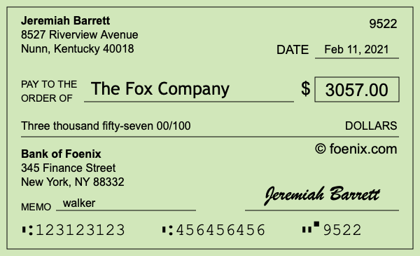 How to write a check for $3,057