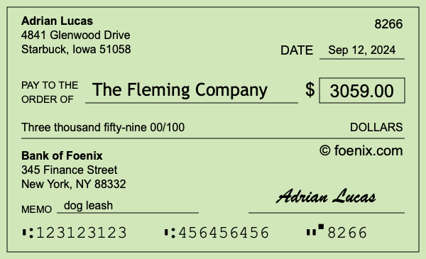 How to write a check for $3,059