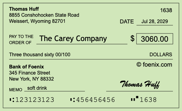 How to write a check for $3,060
