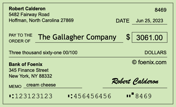 How to write a check for $3,061