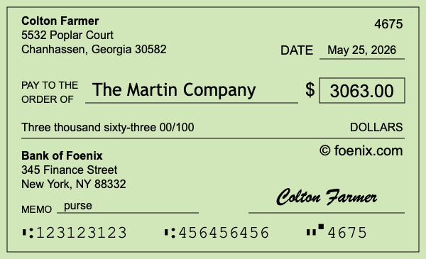 How to write a check for $3,063