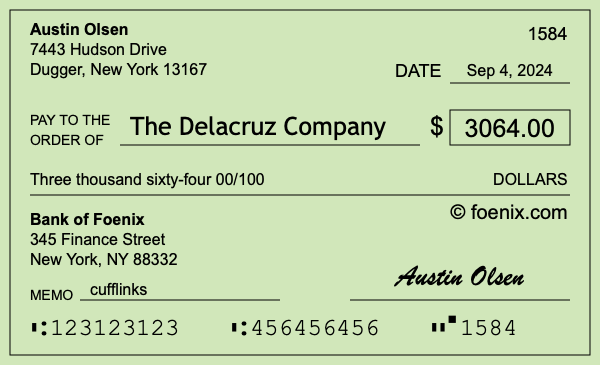 How to write a check for $3,064
