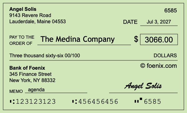 How to write a check for $3,066