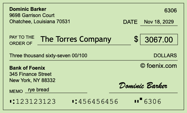 How to write a check for $3,067