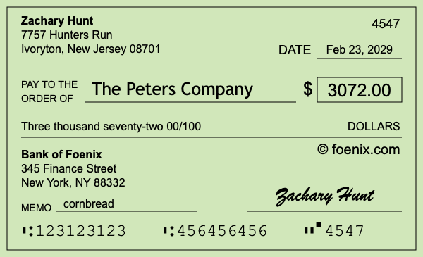 How to write a check for $3,072