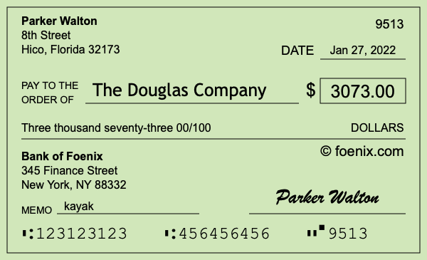 How to write a check for $3,073