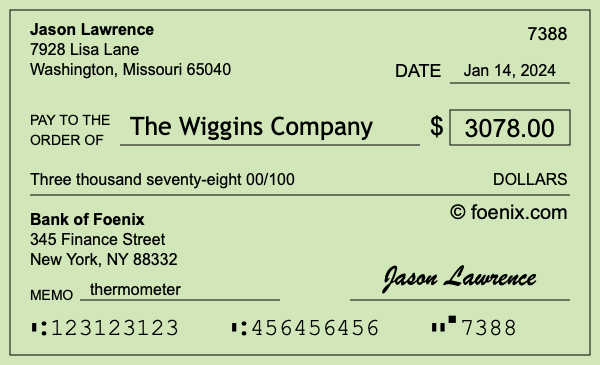 How to write a check for $3,078