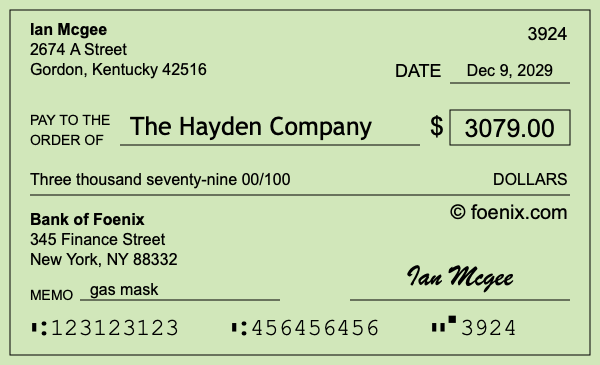 How to write a check for $3,079