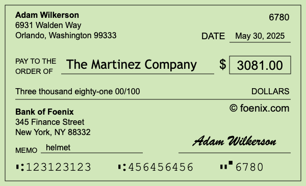 How to write a check for $3,081
