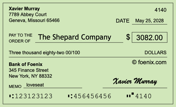 How to write a check for $3,082